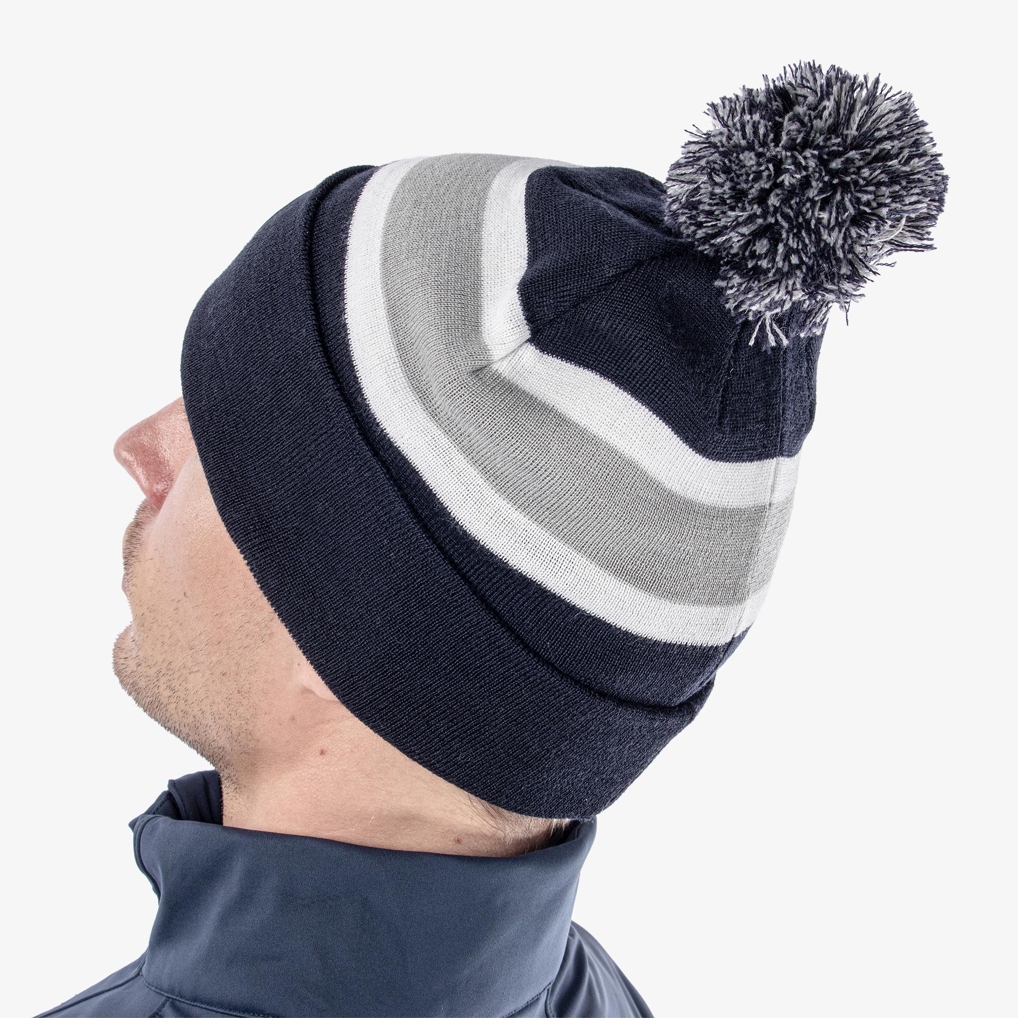 Galvin Green Leighton Interface-1 Beanie Bobble Hat Navy/Cool Grey/White